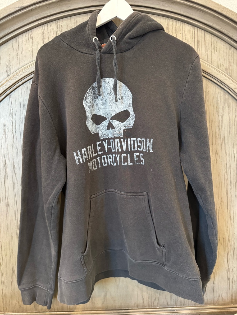Harley-Davidson Gray Pullover Hoodie with Skull Graphic